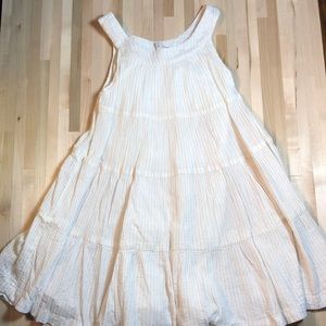 Girls XS dress white with gold lines